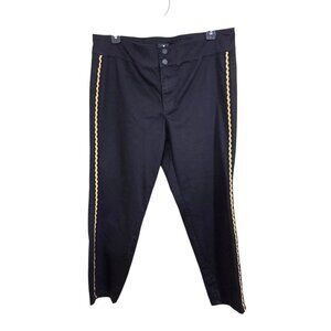 Love & Legend Womens Black Tuxedo Pants Size 18 Straight Leg Gold Zig Zag Stripe